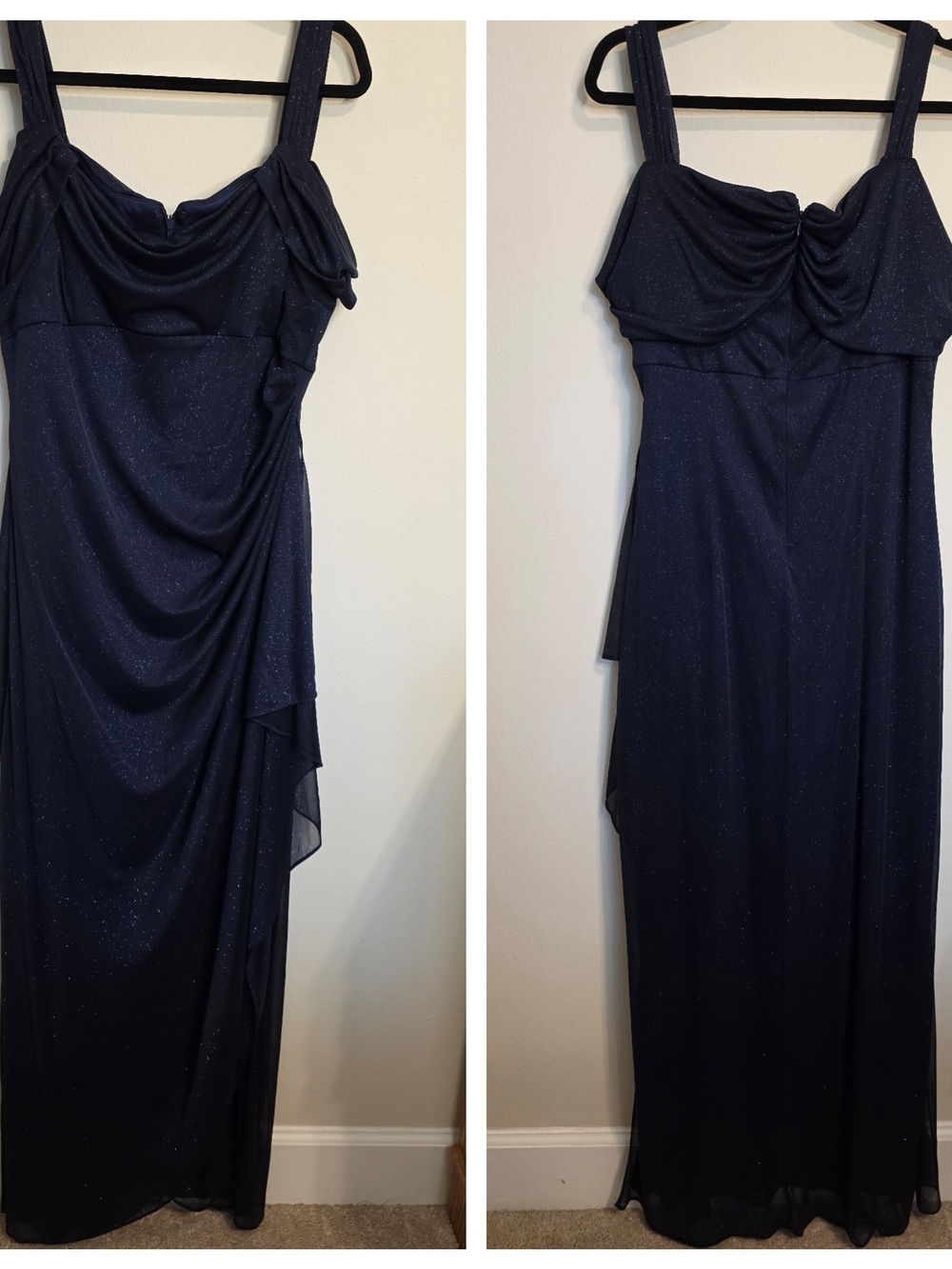 Alex Evenings Midnight Sparkle Ruched Maxi Dress